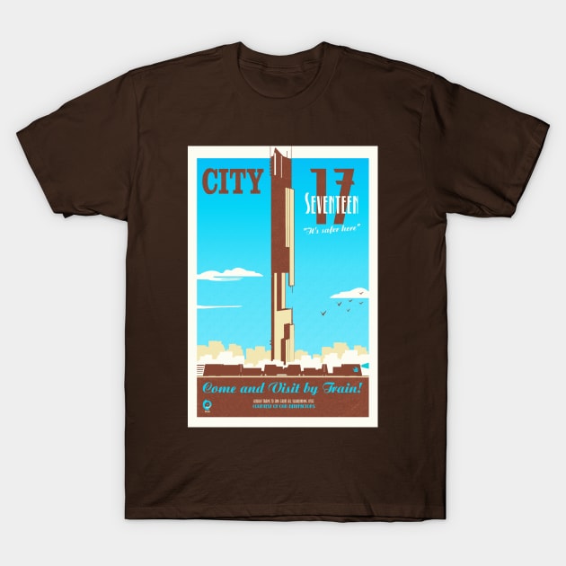 Visit City 17 (blue/brown) T-Shirt by cunningmunki